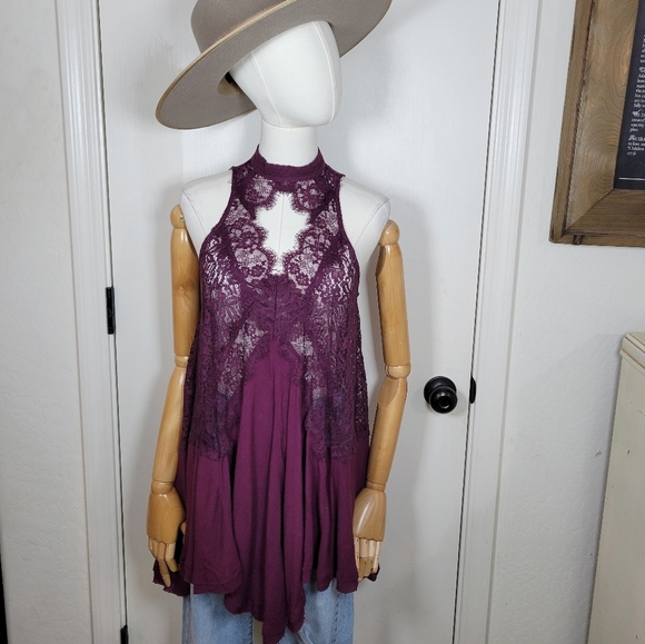 Free People Oversized Tank Dress Purple Sleeveless Mini Relaxed Fit Size XS - Picture 1 of 11